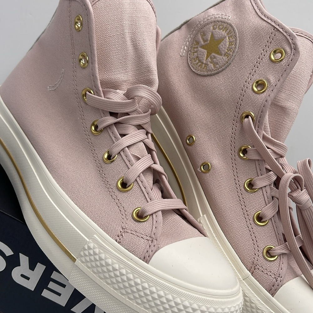 Converse WMNS CTAS LIFT HI
FLUSH STONE/EGRET/GOLD A10431C Platforms Sneakers - Picture 7 of 16